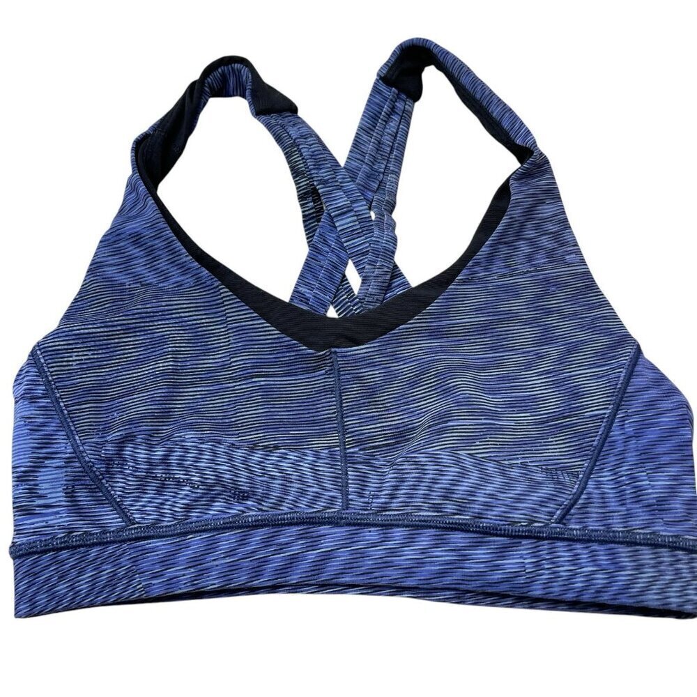 Lululemon Stash N’ Run Bra Size 4 Blue Black Gym Yoga Active Athletic Running - Picture 5 of 11